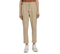 TOM TAILOR Señoras Pantalones holgados de mezcla de lino 1019431, 22201 - Cream Toffee, 34