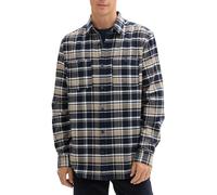 Tom Tailor Sobrecamisa de hombre de manga larga y estampado a cuadros. Azul marino 2XL