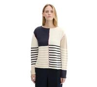 TOM TAILOR Suéter 1043179 para Mujer, 36469-Azul Marino de Punto de Rayas parchadas, XL, 36469 - Punto de Rayas con Parches Azul Marino, XL