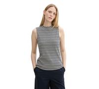 TOM TAILOR Top básico para Mujer con Cuello Alto y Rayas, 36152 - Navy Knit Structure Stripe, S