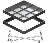 Tom15.7 x 15.7 pulgadas Cubierta de drenaje de acero inoxidable con ganchos de elevación para caminos y parques al aire libre, tapa de acceso duradera para tanque séptico (400 x 400 mm)