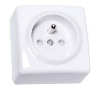 Toma 2P+T +S blanca - Instalación sobresaliente - 16A 250V - Potencia 3680W - Clase de protección IP20 - Dimensiones compactas 63x62x41 mm