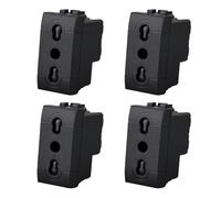 Toma bipaso bivalente 2P + T 10/16 A, compatible con Bticino Living Light (4 unidades, negro)