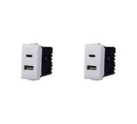 Toma cargador doble USB 2 en 1 Type-A + Type-C compatible con Bticino Matix 5 Vdc 3.1 A color blanco