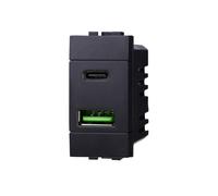 Toma Cargador USB 2 Puertos USB-A + Type C Negro Compatible Living Light