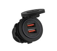 Toma Cargador USB Dual Coche, Cargador USB para automóvil, Dual QC3.0 Carga rápida Cargador USB Dual Toma de Corriente con Cargador de automóvil y Terminal para 12/24V Coche Motocicleta Barco