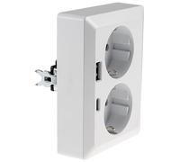 Toma con contacto de protección MILOS Toma doble de 2 vías 1 en 2 instalación de empotrar en caja de empotrar 250V~/16A con USB-A USB-C PD blanco