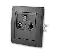 Toma de antena FLAIR antracita TV/radio/SAT, con marco