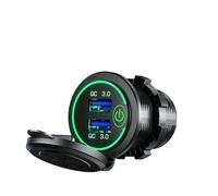 Toma de carga rápida USB 3.0 de 12 V a 5 V, 12-24 V, cargador for motocicleta, conector doble, adaptador de cargador, toma de corriente con luz LED(Green QC3.0)