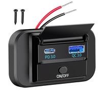Toma de Cargador de Coche USB Dual 12V-24V Panel de Corriente 18W QC3.0 & 20W PD para Automóviles, Barcos, Camiones y Autocaravana