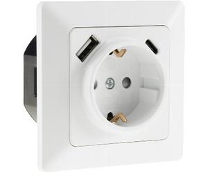 Toma de contacto protectora MILOS, blanco mate