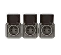 Toma de corriente - 3 x 2p+t - horizontal - antracita - composable - Legrand plexo 069844l