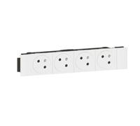 Toma de corriente cuádruple 4x2P+T Surface Soluclip blanco para canal Mosaic de clip directo 8 módulos - LEGRAND