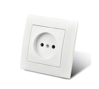 Toma de corriente de 16 A, estándar de la UE, con toma de tierra estándar, 86 mm x 86 mm, plástico ignífugo.(1 Socket Not Ground)