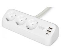Toma de corriente de escritorio de 3 vías, blanca 3x toma, 2x USB-A, 1x USB-C, 3680W, 12W, 30W, 1.5m
