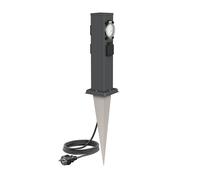 Toma de corriente de jardín Polly con piqueta de tierra y cable de 2 m para