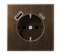 Toma De Corriente De Pared Antigua De Latón Jung Con Puertos USB A Y C (Enchufe Europeo) - ME1520-15CAAT