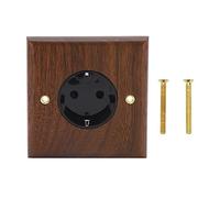 Toma de Corriente de Pared Estilo Retro con Madera de Nogal Negro, Interruptor de Luz Clásico, 16A, 86 x 88 mm