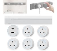Toma de corriente de riel montada en la pared, salida de energía ajustable para isla de cocina con enchufe giratorio, puerto múltiple móvil para hogar y oficina White-UK 50CM