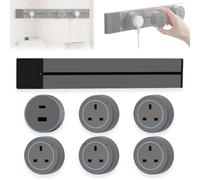 Toma de corriente de riel montada en la pared, salida de energía ajustable para isla de cocina con enchufe giratorio, puerto múltiple móvil para hogar y oficina Gray-UK 50CM