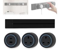 Toma de corriente de riel montada en la pared, salida de energía ajustable para isla de cocina con enchufe giratorio, puerto múltiple móvil para hogar y oficina Black-UK 30CM