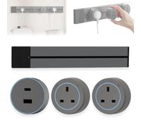 Toma de corriente de riel montada en la pared, salida de energía ajustable para isla de cocina con enchufe giratorio, puerto múltiple móvil para hogar y oficina Gray-UK 30CM