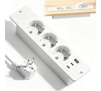 Toma de corriente empotrada de sobremesa, enchufe de mesa con 2 USB C, toma de corriente empotrada de 3 vías con cable de 1,5 m, regleta de mesa empotrada para mesa de conferencias, encimera