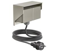 Toma de corriente empotrada PIWI para exteriores con cable de 2 m, IP44, doble,