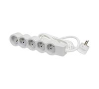 Toma de corriente estándar 5x2P con cable de 3 m con toma de tierra Blanco-Gris (Enchufe Europeo) - 049492 [10 Piezas]