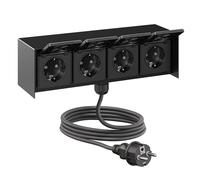 Toma de corriente exterior de 4 salidas STEDDA con cable de 2 m, IP44, acero