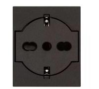 Vimar 30211.G Línea Enchufe universal a ras de pared, estándar italiano P40, SICURY, negro, 2 módulos