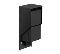 ledscom.de Toma de corriente para exteriores y ambientes húmedos PIWI, montaje en superficie, IP44, doble toma Schuko, 16 A/230 V, acero inoxidable, plástico, negro, vertical