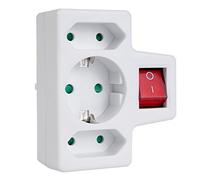 Toma de corriente triple con interruptor enchufe adaptador, 1x16A 2x2,5A conector