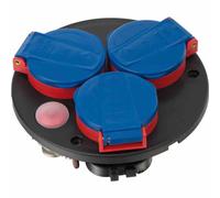 Toma De Corriente Triple Toma De Corriente Negra Mate IP44 Con Tapa Basculante
