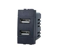 Toma de Corriente USB de Pared, Compatible con Bticino Living Light (2 Puertos USB 5V 2,1A, Negro)