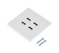 Toma de Corriente USB Montada en la Pared con 4 Puertos, Adaptador de Corriente Universal 110V-250V y Salida DC 5V