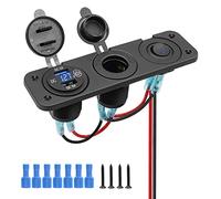 Toma de encendedor de coche de 12 V, cargador de coche, enchufe USB, doble QC3.0, para barco, marina, moto, RV (tipo B)