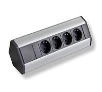Toma de Esquina Cocina, Oficina, Aluminio Regleta con Cable Schuko de 1,8 m, también es Adecuada como Toma de Muebles