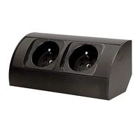 Toma de Esquina Orno AE-1303 / G de 2 vías, Ideal para Cocina, Oficina y encimera || Montaje en Superficie a 45 ° || Toma estándar de 3680 W: francés (Tipo E) (Negro)