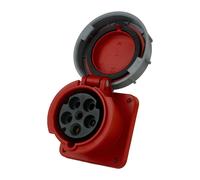 PCE Toma de Corriente CEE 63A - Enchufe de Pared 5 Pines IP67, 100 x 100 mm