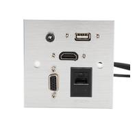 Toma de Panel de Información Multimedia, Enchufe Multifuncional, HDMI, VGA, Señal de Vídeo, USB, 3,5 Mm, RJ45, Enchufe Multimedia de Pared para el Hogar, Hotel, Oficina