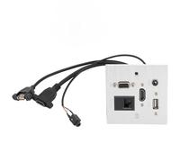 Toma de Panel de Información Multimedia, Toma Multimedia Multifuncional con USB, HDMI, VGA, Sonido de 3,5 Mm y Puerto de Red RJ45,Enchufe Multimedia de Pared para Muebles del Hogar