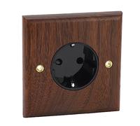 Toma de Pared, 250V 16A Enchufe Eléctrico Estándar de la UE para Toma de Corriente de Pared Eléctrica, Elegante Enchufe de Pared de Madera de Nogal Negro en el Receptáculo de Pared