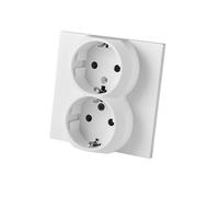 Toma de pared empotrada doble Schuko con conexión a tierra - Enchufe sin marco blanco, 16A 250V, para hogar y oficina - WESA