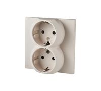 Toma de pared empotrada doble Schuko con conexión a tierra - Enchufe sin marco Blanco cálido, 16A 250V, para hogar y oficina - WESA