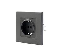Toma de pared empotrada en tierra gris antracita, 250 V, 16 A, diseño plano cuadrado, ABS antichoques, para hogar y oficina