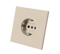 Toma de pared empotrada individual Schuko con conexión a tierra - Enchufe sin marco Blanco cálido, 16A 250V, para hogar y oficina - WESA