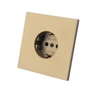 Toma de pared empotrada individual Schuko con conexión a tierra - Enchufe sin marco Dorado, 16A 250V, para hogar y oficina - WESA