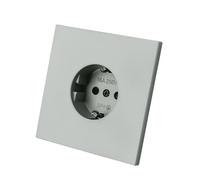 Toma de pared empotrada individual Schuko con conexión a tierra - Enchufe sin marco Plateado, 16A 250V, para hogar y oficina - WESA