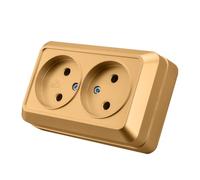 Toma de pared,Juego de tomas eléctricas de pared,Toma de pared de interior 250V AC 16A,Color de oro Toma doble sin contacto de puesta a tierra